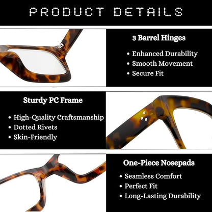 Flaunt Dotted Series Oversized Square Blue Light Blocking Glasses for Women &amp; Men | Thick Bold Stylish