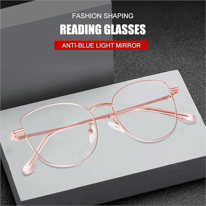 Premium Cat Eye Glasses Metal frame | Anti Glare &amp; UV Protection default