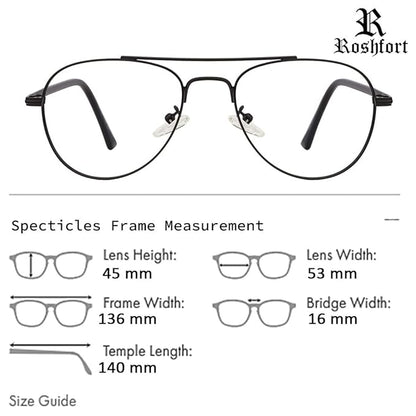 Metal Avitor silver frame for men ( power lens Available)