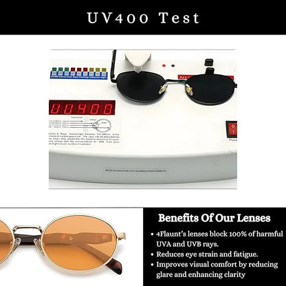 Flaunt Series Retro Oval Ellipse Sunglasses for Men &amp; Women | UV400 Protection | Dubai trendy glasses