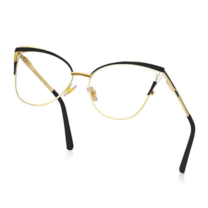 Golden tone metal Cateye frame for women ( power lens Available)